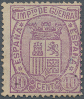 Spanien - Zwangszuschlagsmarken Kriegssteuermarken: 1875, Coat Of Arms 10c. Violet In A Lot With App - Fiscales