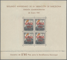 Spanien - Zwangszuschlagsmarken Für Barcelona: 1941, Coat Of Arms With Flag At Top Of Town Gate Of B - War Tax