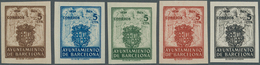 Spanien - Zwangszuschlagsmarken Für Barcelona: 1944, Coat Of Arms Set Of Five IMPERFORATE 5c. Stamps - Oorlogstaks