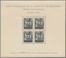 Spanien - Zwangszuschlagsmarken Für Barcelona: 1945, Casa Del Arcediano Prepared But UNISSUED Miniat - Oorlogstaks