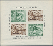 Spanien - Lokalausgaben: 1937, EPILA (Pro Rodanas): Civil War IMPERFORATE Miniature Sheet 4 X 5c. Gr - Nationalistische Uitgaves