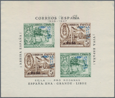 Spanien - Lokalausgaben: 1937, EPILA (Pro Rodanas): Civil War IMPERFORATE Miniature Sheet With Stamp - Nationalistische Uitgaves