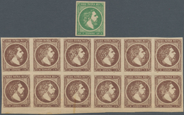 Spanien - Carlistische Post: 1875, Don Carlos Imperforate Definitives In A Large Lot Incl. 50c. Gree - Carlists
