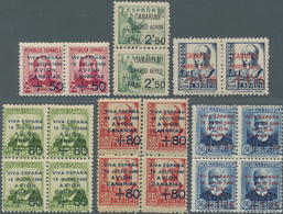 Spanien - Kanarische Inseln (1936/38): Flugpostmarken: 1936/1938, Duplicates On Four Large Stockcard - Brieven En Documenten