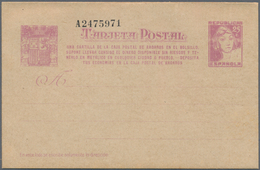 Spanien - Ganzsachen: 1937, Stat. Postcard ‚Matrona‘ 25c. Lilac With Additional Four-line Annotation - 1850-1931