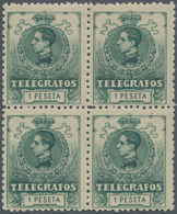 Spanien - Besonderheiten: 1912, TELEGRAPH STAMPS: King Alfonso XIII. 1pta. Green With Blue Control N - Other & Unclassified