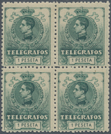 Spanien - Besonderheiten: 1912, TELEGRAPH STAMPS: King Alfonso XIII. 1pta. Green With Blue Control N - Sonstige & Ohne Zuordnung