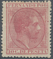 Fernando Poo: 1879, King Alfonso XIII. 10c. De Peseta Rose (shades) In A Lot With 30 Single Stamps U - Fernando Po