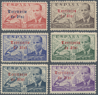 Ifni: 1950, Airmail Issue ‚Juan De La Cierva Y Codorniu‘ With Red Or Blue Opt. ‚Territorio De Ifni.‘ - Ifni