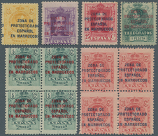 Spanisch-Marokko: 1916/1923, Duplicates Of Five Different Stamps King Alfonso XIII. (two Types) With - Marocco Spagnolo