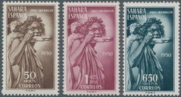 Spanisch-Sahara: 1950, Youth ‚shepherd With Lamb‘ Complete Set Of Three In A Lot With 70 Sets And Ad - Spanish Sahara
