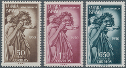 Spanisch-Sahara: 1950, Youth ‚shepherd With Lamb‘ Complete Set Of Three In A Lot With 70 Sets And Ad - Sahara Spagnolo