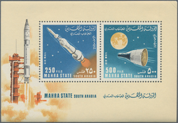 Aden - Mahra State: 1967/1968, Stock Of MNH Perforated Souvenir Sheets In The Following Quantities: - Aden (1854-1963)