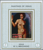 Adschman / Ajman: 1971, Nude Paintings By TITIAN (mostly Venus Etc.) Set Of Eight Different Imperfor - Adschman