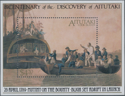 Aitutaki: 1989, Bicentenary Of The Discovery Of Aitutaki Miniature Sheet Showing ‚Mutiny On The Boun - Aitutaki