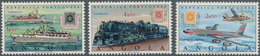 Angola: 1970, 100 Years Stamps Of Angola Complete Set Of Three (post Ships, Steam Locomotive And Air - Angola