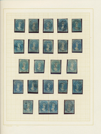 Tasmanien: 1855/1865 (ca.), Sepcialised Used Collection Of 93 Stamps Of The Chalon Heads Imperf./per - Brieven En Documenten