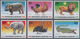 Burundi: 1991, Animals Complete Set Of Six (elephant, Lion, Crocodile, Hippopotamus, Guinea Fowl And - Colecciones