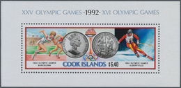 Cook-Inseln: 1991, Olympic Games 1992 In Albertville And Barcelona Miniature Sheet In A Lot With Abo - Cookeilanden