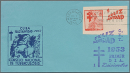 Cuba: 1947/1955, Lot Of 14 F.d.c. With Charity Labels And Souvenir Sheets "Tuberculosis Fighting", O - Altri & Non Classificati