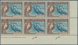 Dominica: 1957, QEII Definitive 5c. Light-blue/sepia-brown ‚Canoe Making‘ In A Lot With 50 Stamps Mo - Dominique (1978-...)