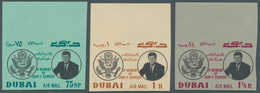 Dubai: 1964, 1st Death Anniversary Of John F. Kennedy Set Of Three Imperforate Stamps In An Investme - Dubai