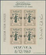 Dubai: 1964, FREEDOM FROM HUNGER: Accumulation With About 900 Complete Sets Of Four Different Imperf - Dubai