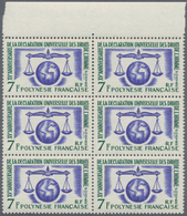 Französisch-Polynesien: 1963, 15 Years Of Human Rights 7fr. In A Lot With 65 Stamps Mostly In Larger - Unused Stamps