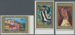 Französisch-Polynesien: 1975, Paintings From Polynesian Artists Part Set Of Three Incl. 60fr. Street - Unused Stamps