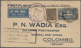 Indien - Flugpost: 1920's-1970's: About 60 Airmail Covers And Postcards, Most Of Them Carried By Fir - Luchtpost