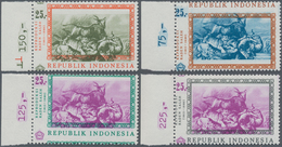 Indonesien: 1967, Painting From Raden Saleh 25r. ‚forest Fire‘ In A Lot With About 750 Stamps Mostly - Indonesia