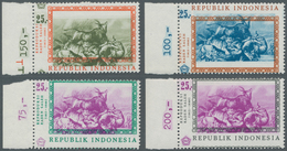 Indonesien: 1967, Painting From Raden Saleh 25r. ‚forest Fire‘ In A Lot With About 750 Stamps Mostly - Indonésie