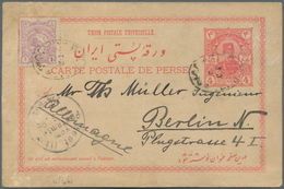 Iran: 1896/1898, Four Used Postal Stationery Cards, Two Adressed To India The Other Two To Germany, - Iran