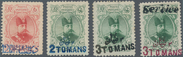 Iran: 1903, Four Stamps Shah Mozaffar With Overprints: 12 Ch On 10 Kr (small Thin Spot) 2 T On 50 Kr - Iran