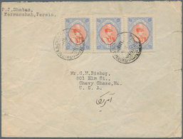 Iran: 1932, Definitives Reza Shah Pahlavi, Three Covers Foreign Mail With Stripes Of Three: 9, 10 An - Iran