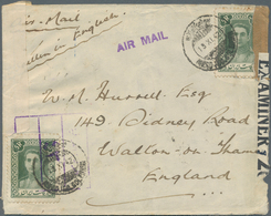 Iran: 1942/1945 (ca.), Six Covers With Franking Definitives 1942 To England Via Iraq, Opend And Cens - Iran