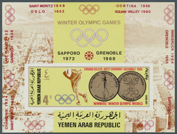 Jemen: 1968, Gold Medallists Of Winter Olympics Grenoble Imperf. Miniature Sheet 4b. 'Erhard Keller, - Yémen