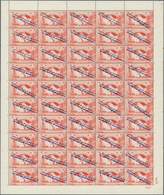 Jemen - Königreich: 1964, "FREE YEMEN..." Handstamp In Violet On 1959 Telcom Issue, Complete Sheet O - Jemen