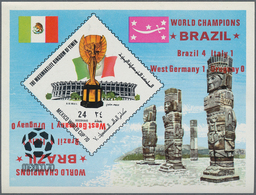 Jemen - Königreich: 1970, Winners Of The Football World Championship Mexico Imperf. Miniature Sheets - Jemen