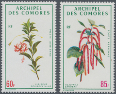 Komoren: 1971, Flowers Airmail Stamps 60fr. ‚Hibiscus Schizopetalus‘ And 85fr. ‚Acalypha Hispida‘ In - Other & Unclassified