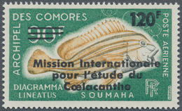 Komoren: 1973, Coelacanthe Mission 90fr. Fish (Gaterin Lineatus) With Black Opt. ‚120 F / Mission In - Other & Unclassified