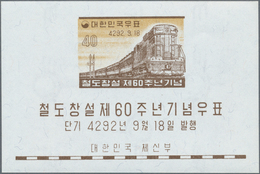 Korea-Süd: 1959, 60 Years Of Korean Railway Miniature Sheet Showing Train With Diesel Locomotive In - Korea, South