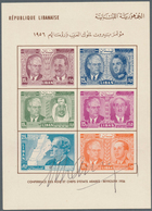 Libanon: 1925/1960 (ca.), Miscellaneous Lot, Comprising Imperforate Stamps, Specimen Overprints, Sou - Lebanon