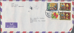 Libanon: 1926/1970 (ca.), Mainly Used Stock In Glasines And Hundreds Of Airmails Letters. Interestin - Libano