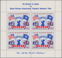 Liberia: 1954, UNICEF 5$ Red/blue (63 X 49 Mm) In A Lot With 140 Complete Sheetlets With Four Stamps - Liberia