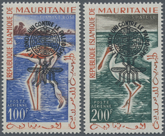 Mauretanien: 1962, Battle Against Malaria Bird Definitives 100fr. And 200fr. With Prepared But UNISS - Mauretanien (1960-...)