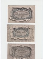 Delcampe - REPRESENTATION BILLET DE BANQUE - BRUXELLES - BANQUE NATIONALE  - 50 - 100 ET 500 FR - 2 CPA ECRITES ET 1 VIERGE - Münzen (Abb.)