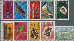 Neue Hebriden: 1977, French Value Definitive Issue Part Set Of Ten With LOCAL OVERPRINT Of New Curre - Otros & Sin Clasificación