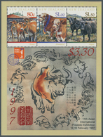 Neuseeland: 1997, Chinese New Year (year Of Ox) Miniature Sheet For 'Hongkong Stamp Exhibition' In A - Cartas & Documentos