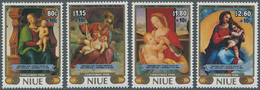 Niue: 1986, Christmas Complete Set Of Four With Different Paintings (Tizian, Raffael Etc.) And Silve - Niue